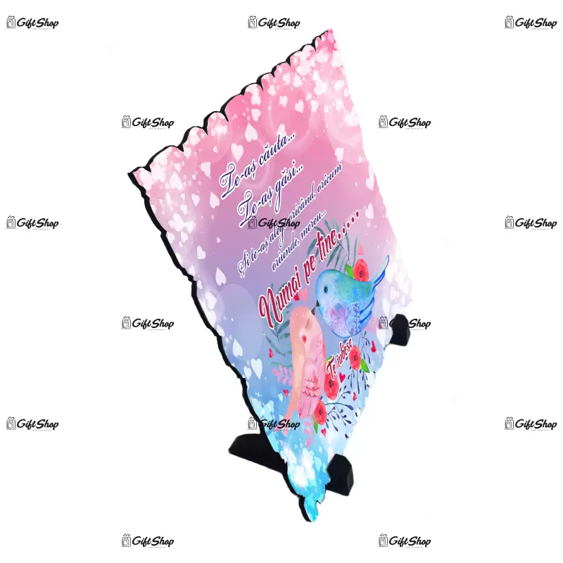 Te-as cauta te-as gasi si te-as alege oricand... , placheta cu mesaj